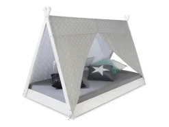 Cama infantil 90x200 cm Branco cinza Lona estrelas
