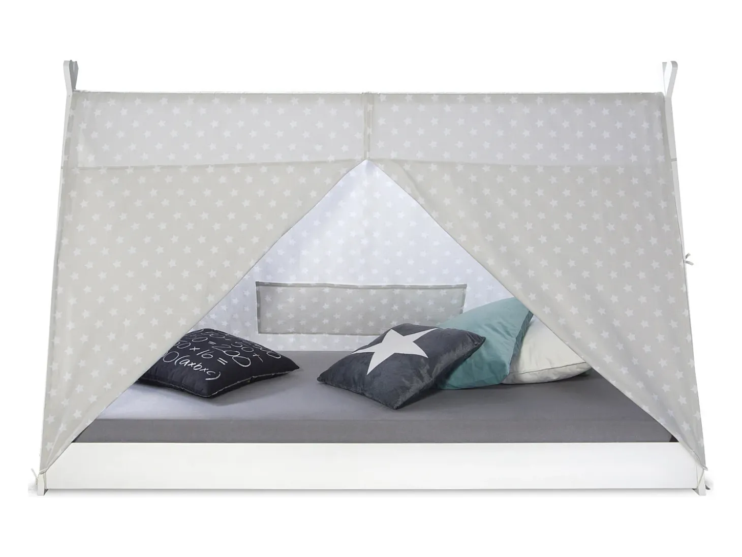 Cama infantil 90x200 cm Branco cinza Lona estrelas