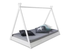 Cama infantil 90x200 cm branco cinza lona estrelas