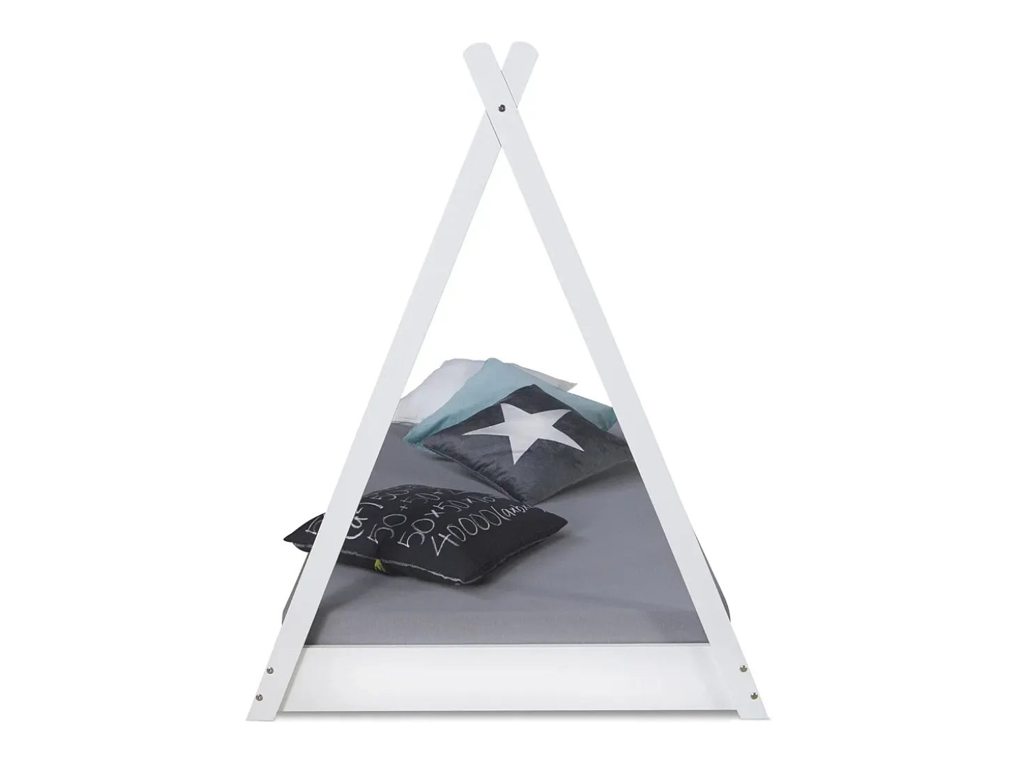 Cama infantil 90x200 cm branco cinza lona estrelas