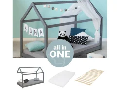 Cama Infantil 80x160 cm Cama Casa Cinza