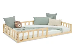 Cama Infantil 120x200 cm Cama Montessori Natural com Barreiras