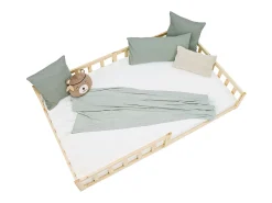 Cama Infantil 120x200 cm Cama Montessori Natural com Barreiras