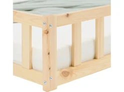 Cama Infantil 120x200 cm Cama Montessori Natural com Barreiras
