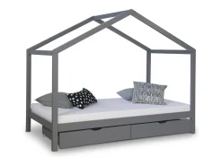 Cama infantil 90x200 cm cinza colchão 90x200 cm branco