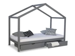 Cama infantil 90x200 cm cinza colchão 90x200 cm branco