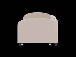 Cama infantil 90x200 cm com cama auxiliar em veludo, estrado de ripas, sem colchão, rosa claro