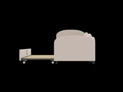 Cama infantil 90x200 cm com cama auxiliar em veludo, estrado de ripas, sem colchão, rosa claro