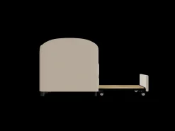 Cama infantil 90x200 cm com cama auxiliar em veludo, estrado de ripas, sem colchão, bege