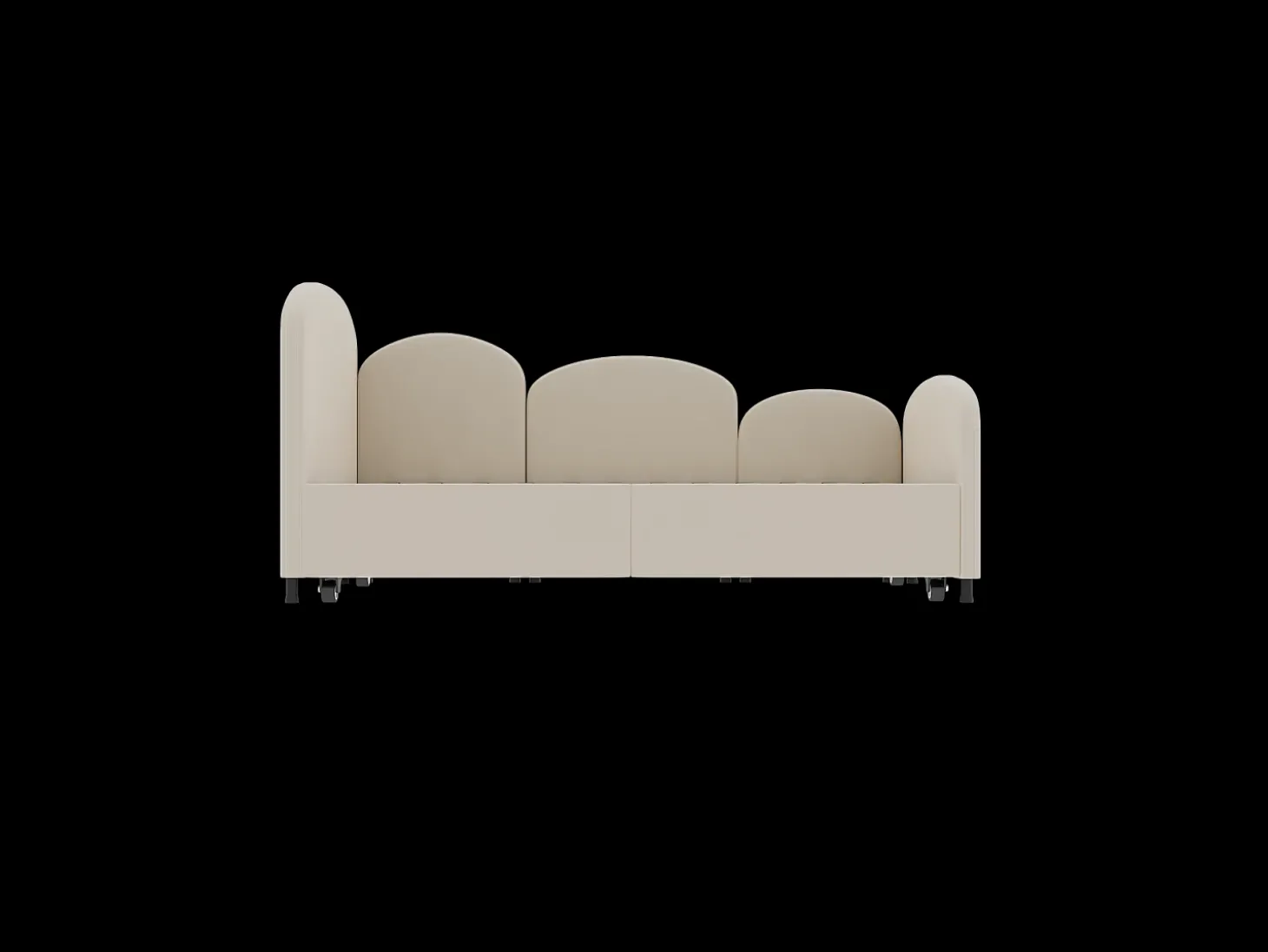 Cama infantil 90x200 cm com cama auxiliar em veludo, estrado de ripas, sem colchão, bege