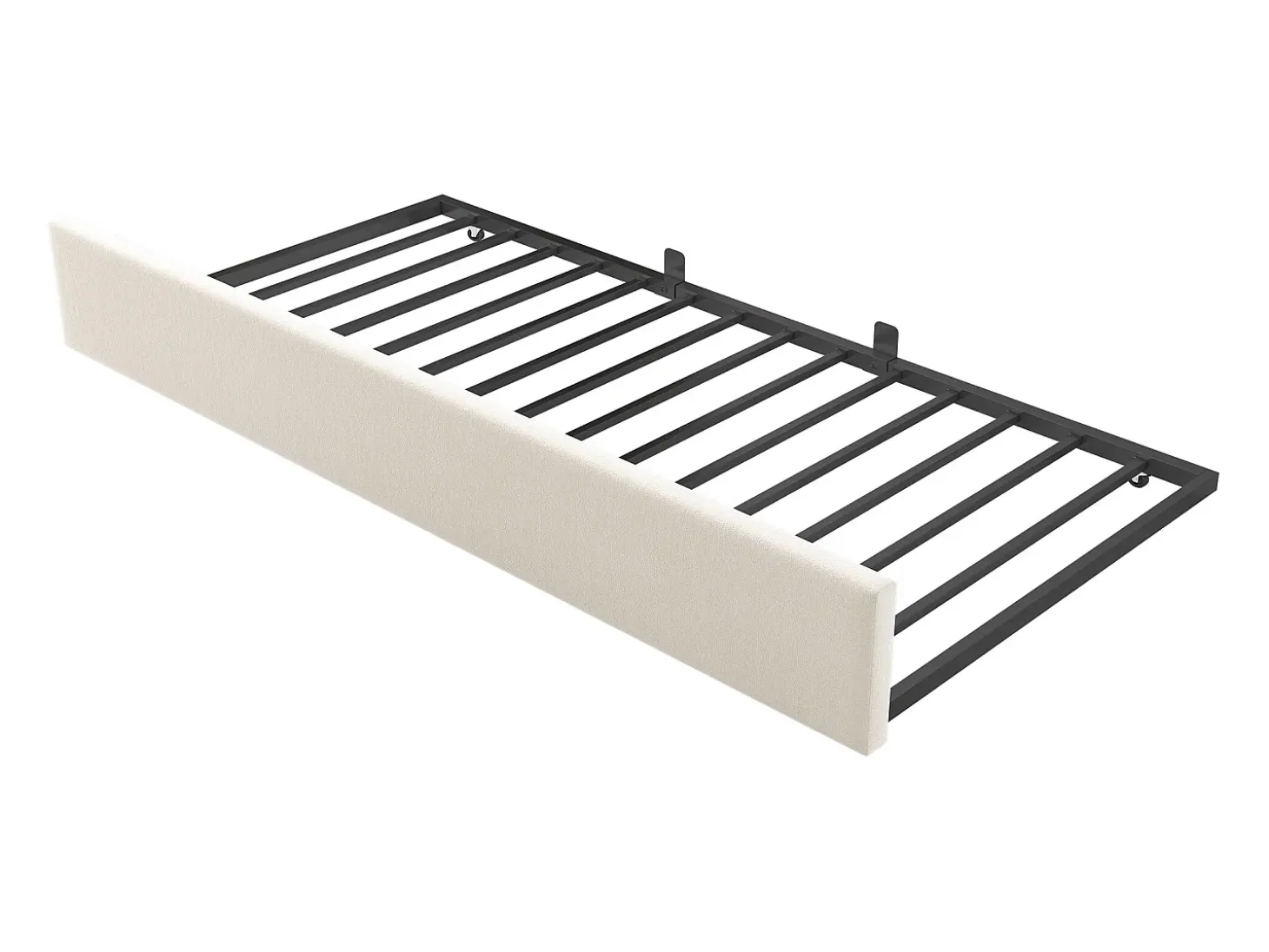 Cama infantil 90x200 cm com cama auxiliar 90x190 cm, revestida em veludo bege, sem colchão