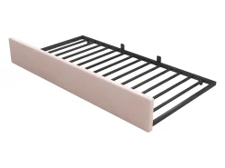 Cama infantil 90x200 cm com cama auxiliar 90x190 cm, revestida em veludo rosa, sem colchão