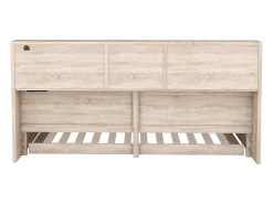 Cama infantil 90x200 cm com prateleira, cama ninho 90x190 cm, MDF natural, sem colchão