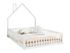Cama infantil 140x200cm em madeira maciça - com base de ripas - Branca