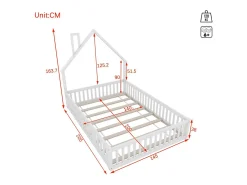 Cama infantil 140x200cm em madeira maciça - com base de ripas - Branca