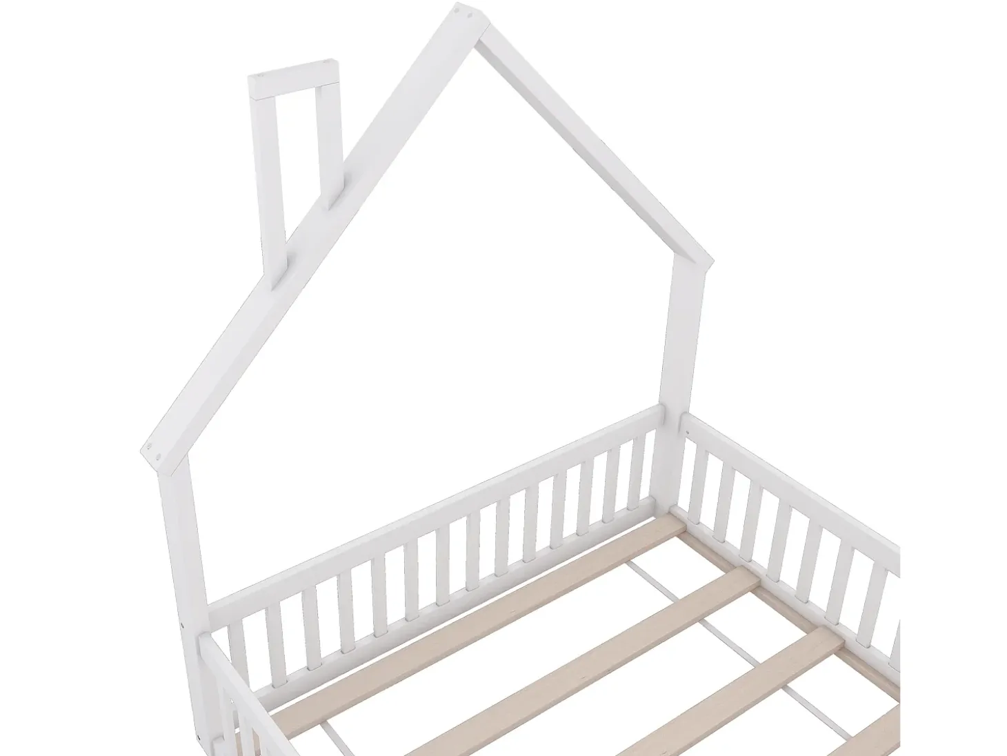 Cama infantil 140x200cm em madeira maciça - com base de ripas - Branca