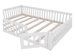 Cama infantil 140x200cm em madeira maciça - com base de ripas - Branca