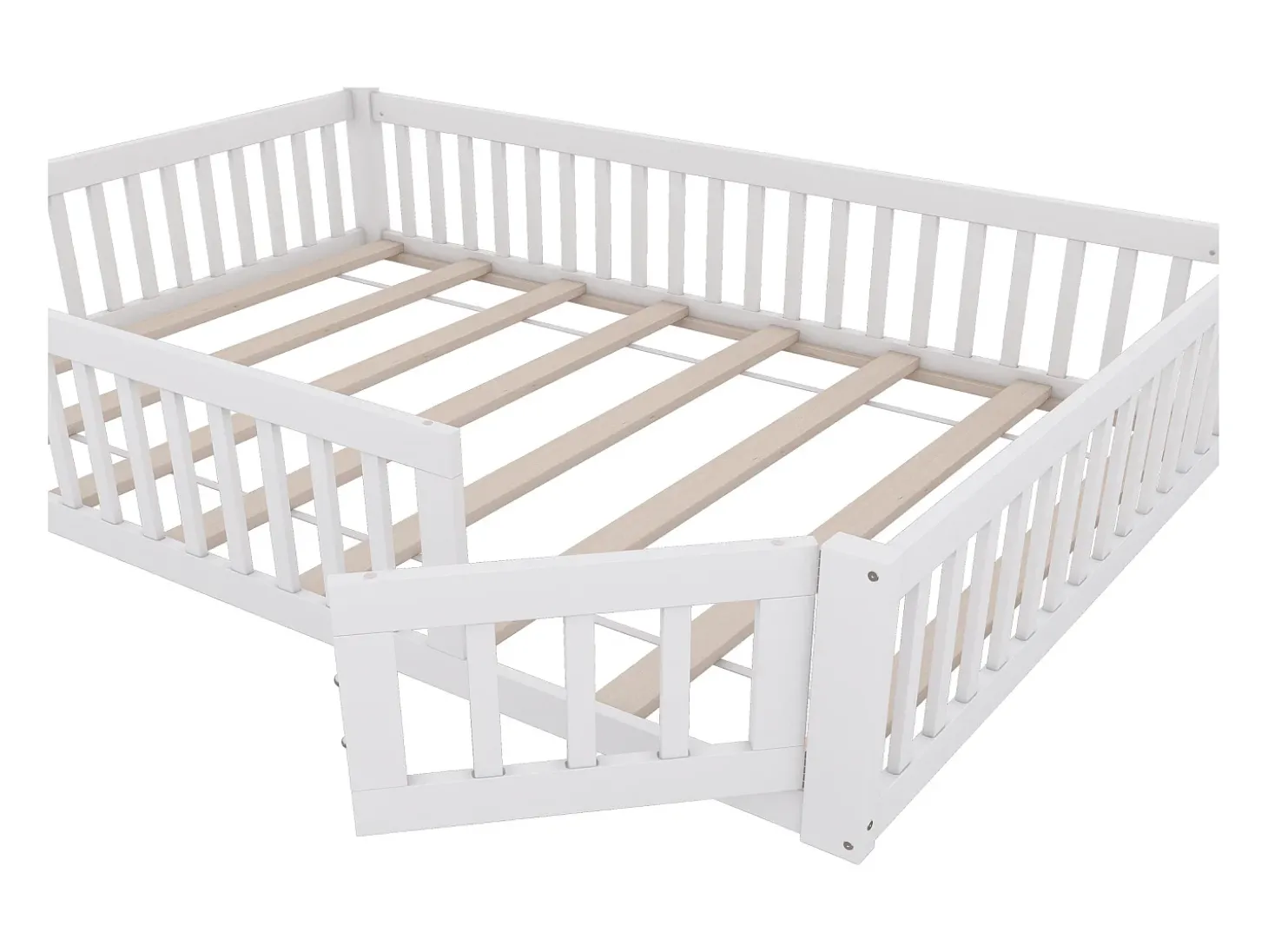 Cama infantil 140x200cm em madeira maciça - com base de ripas - Branca