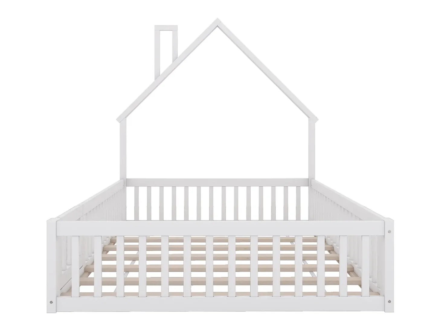 Cama infantil 140x200cm em madeira maciça - com base de ripas - Branca