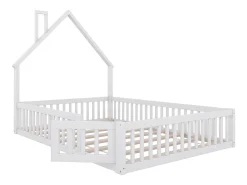 Cama infantil 140x200cm em madeira maciça - com base de ripas - Branca