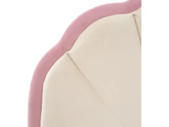 Cama infantil 90x200cm em veludo com LED - cabeceira em forma de concha - com base de ripas - Rosa