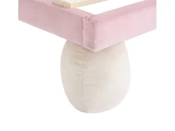 Cama infantil 90x200cm em veludo com LED - cabeceira em forma de concha - com base de ripas - Rosa