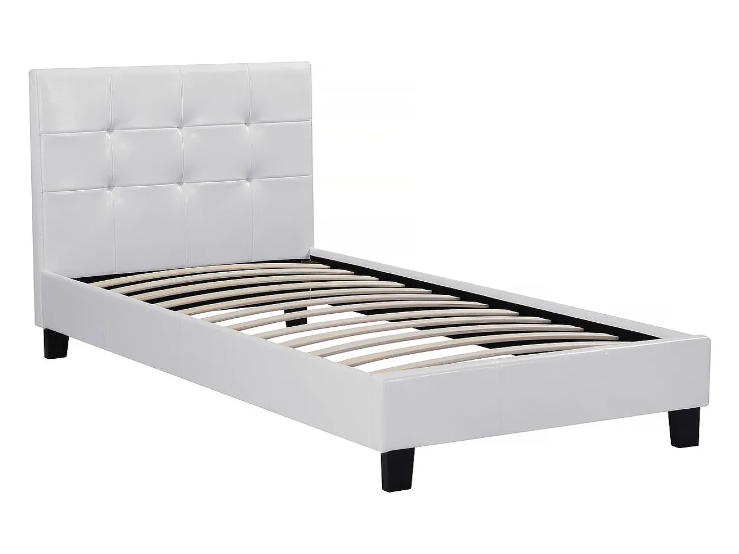 Cama "Julia" PVC Branca com Cabeceira Estofada - 90 x 190 cm