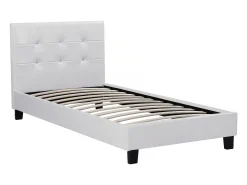Cama "Julia" PVC Branca com Cabeceira Estofada - 90 x 190 cm