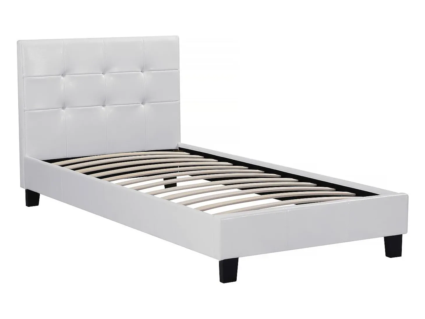 Cama "Julia" PVC Branca com Cabeceira Estofada - 90 x 190 cm