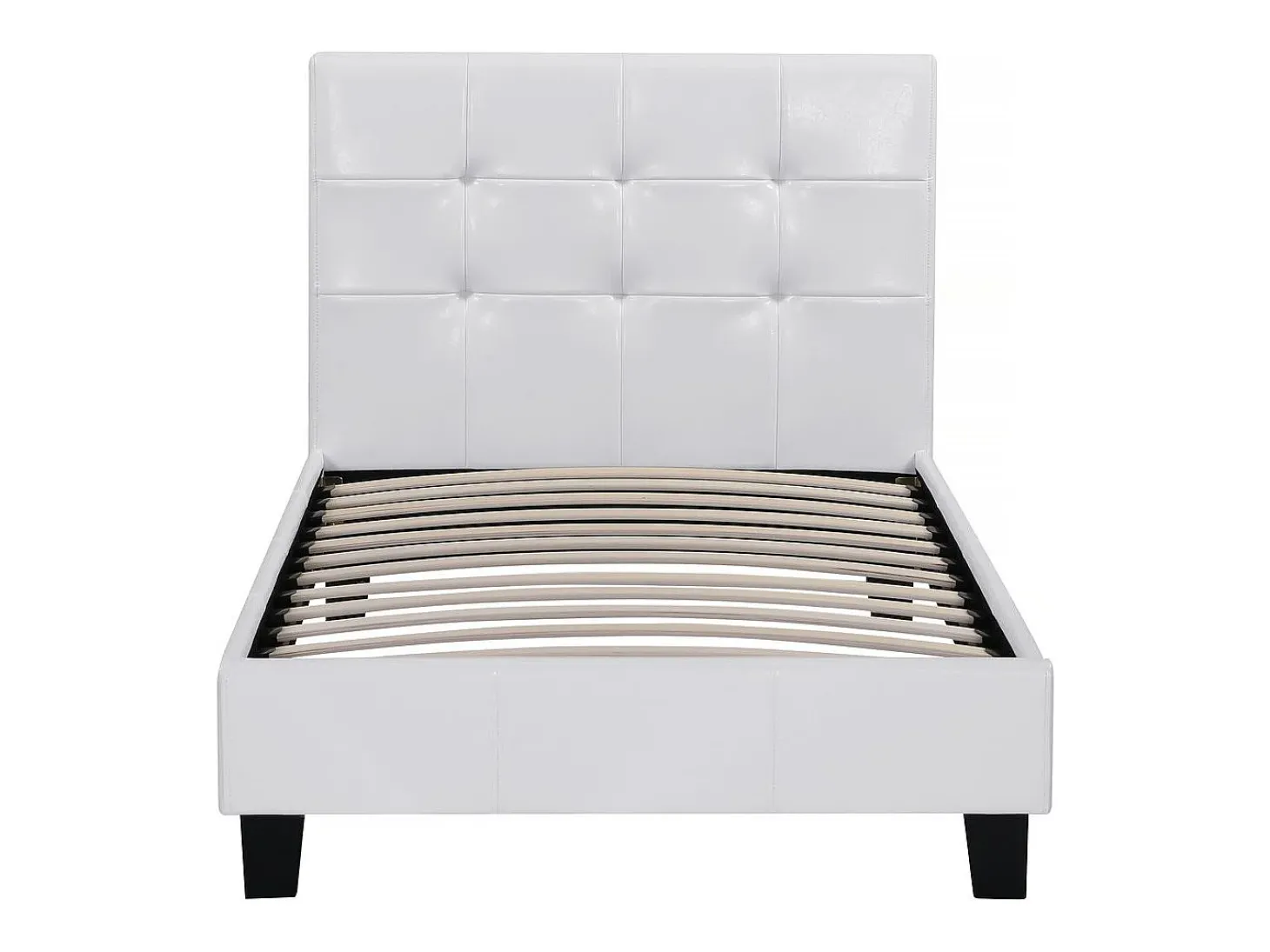 Cama "Julia" PVC Branca com Cabeceira Estofada - 90 x 190 cm