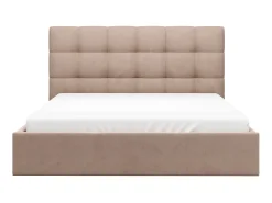Cama king size com compartimento 200 x 200 cm em veludo na cor bege - MIRDAL