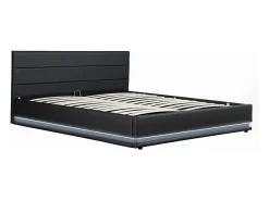 Cama LED com caixa "Anastasia" - 160 x 200 cm - Preto, design moderno e prático