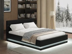 Cama LED com caixa "Anastasia" - 160 x 200 cm - Preto, design moderno e prático