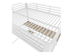 Cama mezanino 140×200 cm - com iluminação LED - com escrivaninha - tomada + USB - com escada - branco