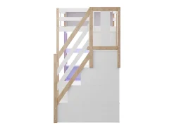 Cama mezanino 90×200 cm - con armário e escrivaninha - escada con armazenamento - con tomadas e LED - Natural