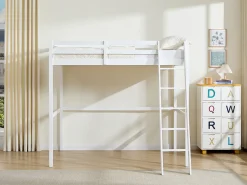 Cama mezanino 120 x 190 cm em pinho maciço branco GEDEON II