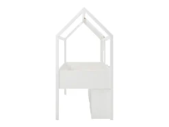 Cama mezanino cabana 90 x 190 cm em pinho e MDF na cor branca + colchão - VALESKIA