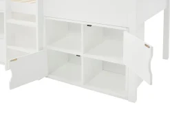 Cama mezanino cabana 90 x 190 cm em pinho e MDF na cor branca + colchão - VALESKIA