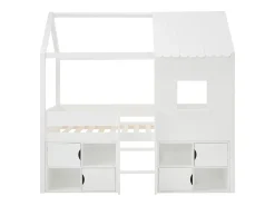 Cama mezanino cabana 90 x 190 cm em pinho e MDF na cor branca - VALESKIA