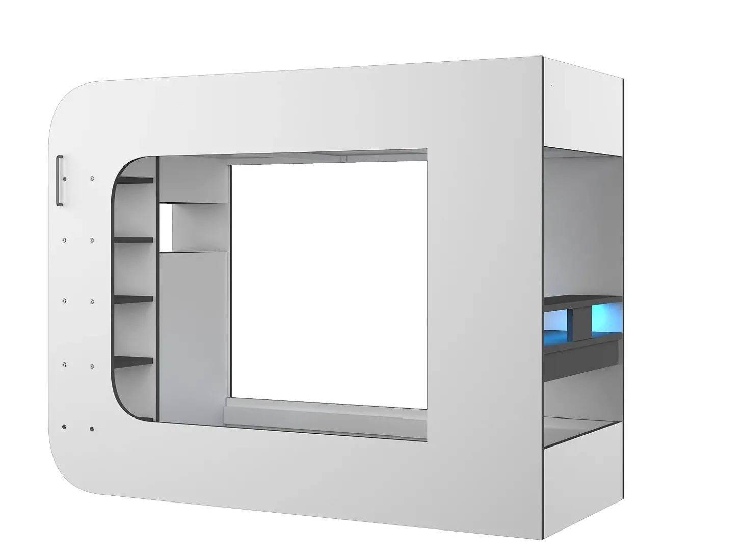 Cama mezanino gamer 90 x 200 cm com secretária LEDs Antracite e vermelho + colchão - WARRIOR
