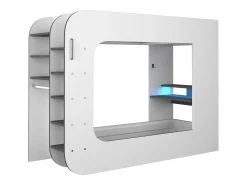 Cama mezanino gamer 90 x 200 cm escrivaninha e arrumação LEDs branco e antracite - WARRIOR