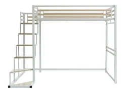 Cama mezanino JOGUI 140 x 200 cm em metal e MDF branco
