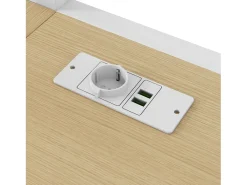 Cama mezanino metálica 140x200cm - con escrivaninha e compartimentos de armazenamento - con luz LED e porta USB - MDF - Branco​ (colchão não incluído)