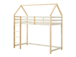 Cama mezanino tipo cabana 90 x 190 cm pinho maciço bege e natural - TARZIA