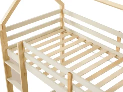 Cama mezanino tipo cabana 90 x 190 cm pinho maciço bege e natural - TARZIA