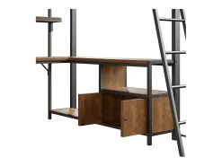 Cama mezanino 90x200 cm - Estrutura de ferro - Iluminação LED - Escrivaninha com prateleira - Porta USB - Preto​ (colchão não incluído)