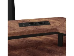 Cama mezanino 90x200 cm - Iluminação LED - Escrivaninha integrada - 1 porta USB + 1 porta Type-C + 2 tomadas - Preto​ (colchão não incluído)