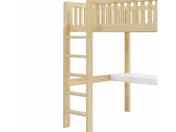 Cama mezanino 140x200cm - con escrivaninha + armário - con 3 gavetas - con escada - natural​ (colchão não incluído)