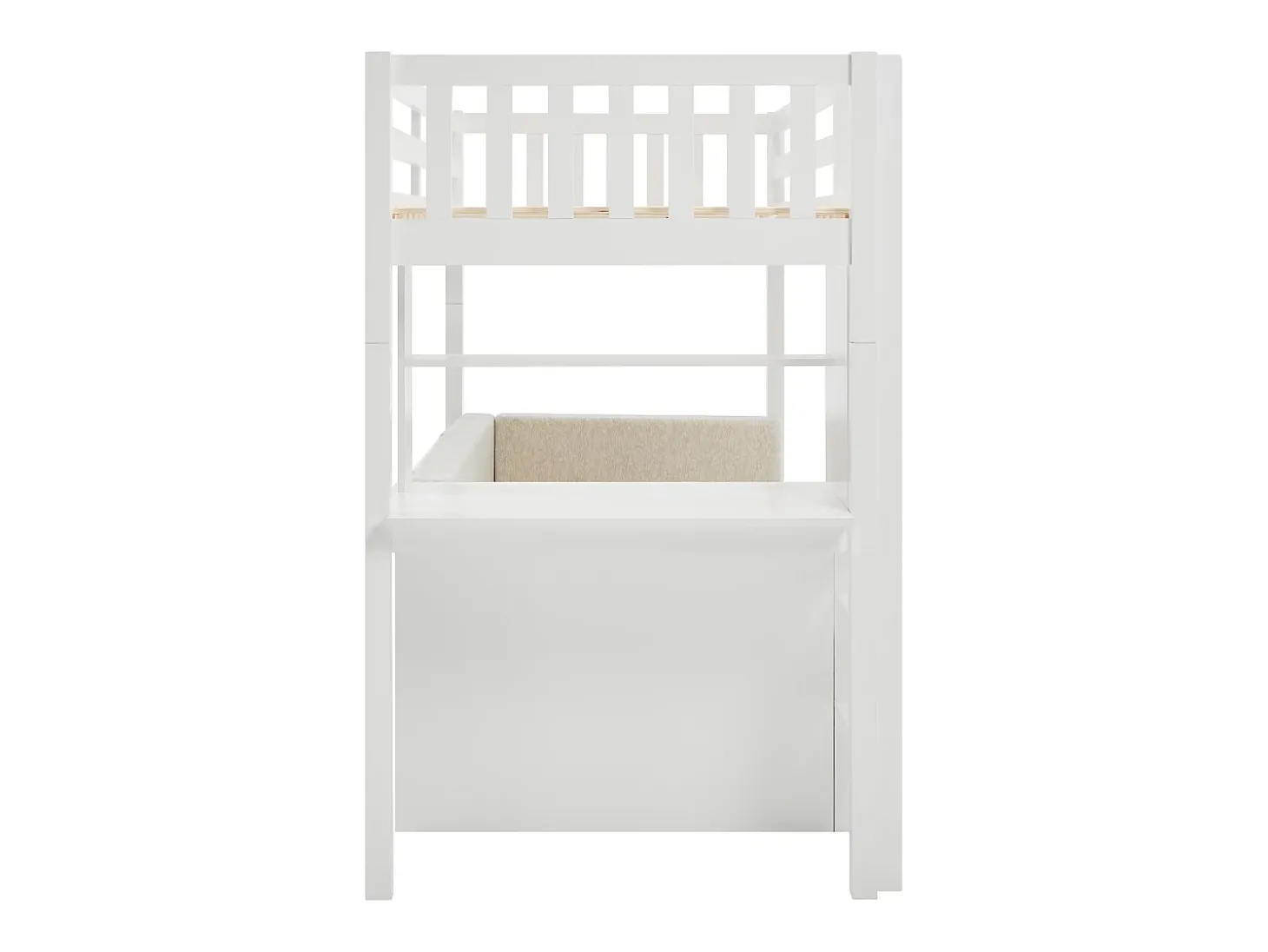 Cama mezzanine 90 X 190 cm com sofá conversível - Pinho e MDF - Branco - ORPELIA