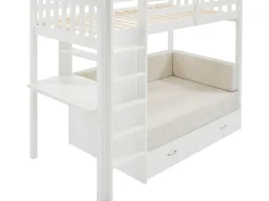 Cama mezzanine 90 X 190 cm com sofá conversível - Pinho e MDF - Branco - ORPELIA